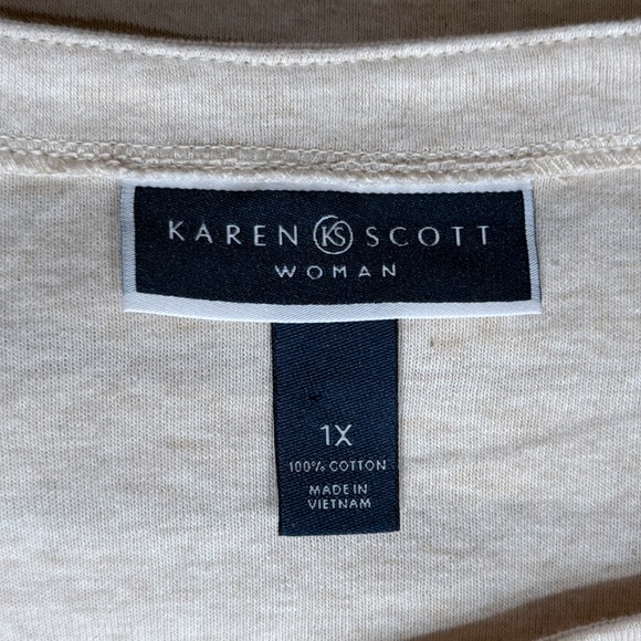 NWOT Karen Scott Plus Size Striped Giraffe Embellished 3/4 Sleeve Top - 1X - Picture 4 of 5